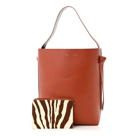 CELINE Shiny Smooth Calfskin Zebra Printed Felt Small Twisted 